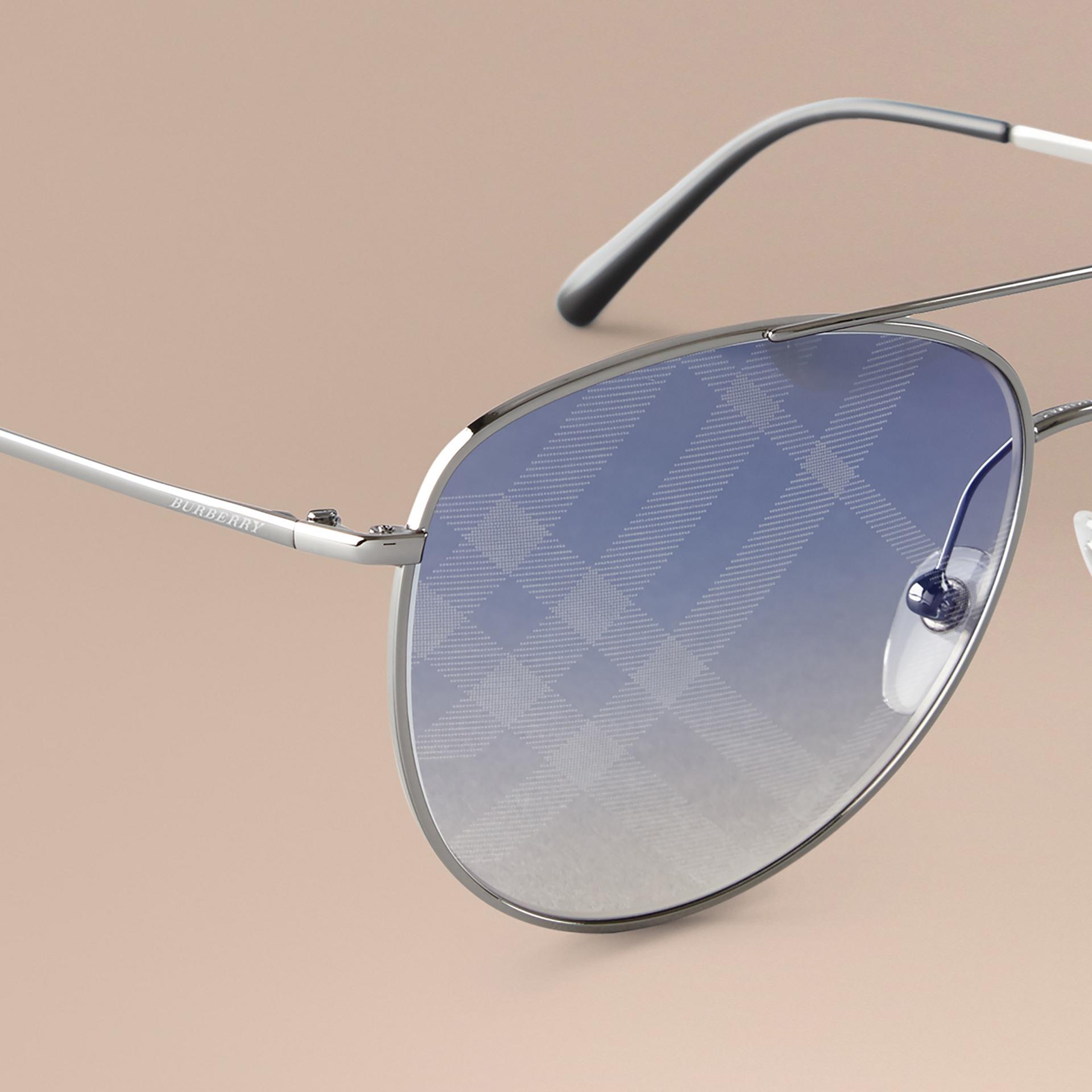 Burberry Check Lens Aviator Sunglasses in Metallic Lyst